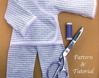 Jersey Doll Pajamas PDF, Sewing Pattern & Tutorial