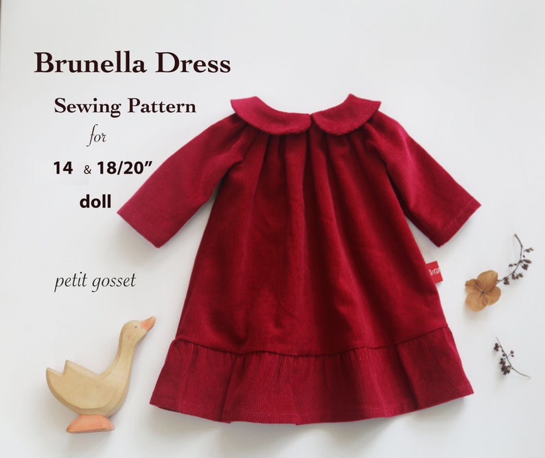 Sewing Pattern and Tutorial for Peter Pan Collar Dress for 14 and 18/20 Doll image 1