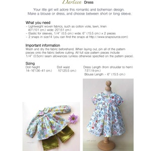 Darleen Dress , Doll Clothing, PDF Sewing Pattern, Dress Sewing Tutorial, DIY, Waldorf Doll Clothing Pattern image 7