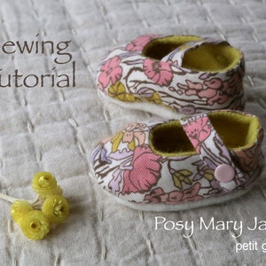 PDF Sewing Pattern, Posy Mary Janes Sewing Tutorial, Doll Shoes, DIY, Waldorf Doll Clothing Pattern