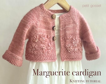 Padrão de tricô para cardigan Marguerite: roupas de boneca de 16-18" (PDF)