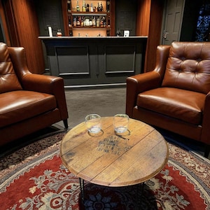 Bourbon Barrel Head Table - authentic Bourbon Whisky barrels from many distilleries