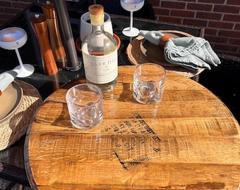 Lazy Susan Bourbon Barrel Head - Plateau tournant en bois rustique pour cuisine ou bar