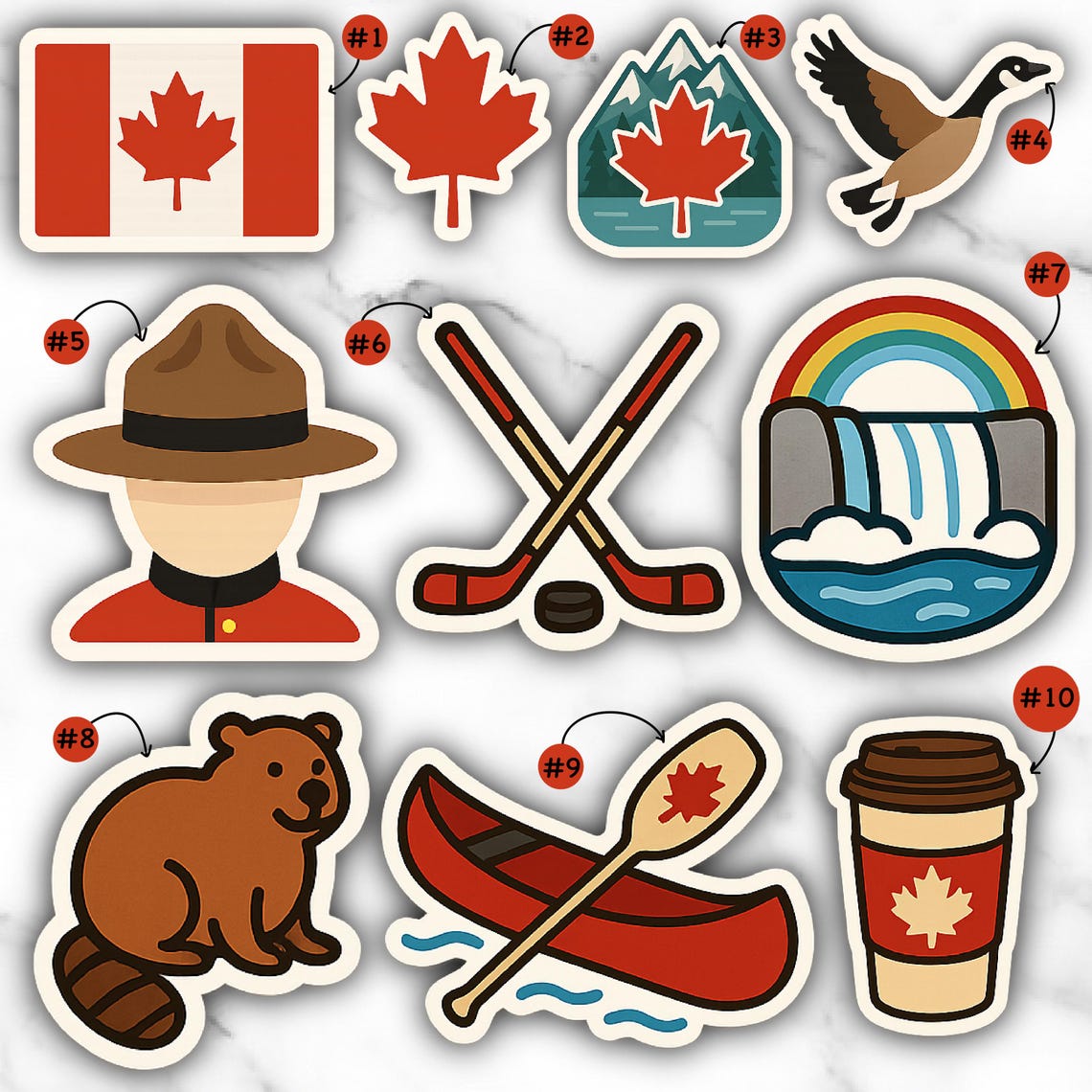 Canada Waterproof Sticker Pack | Canadian Symbols Vinyl Decals | Maple ...