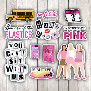 Mean Girls Vinyl Sticker Pack | Waterproof Pink Aesthetic Stickers | 7cm Size