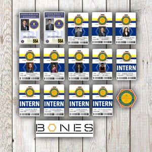 Bones Jeffersonian ID Waterproof Sticker Pack | TV Show Character Badges | Choose Your Faves!