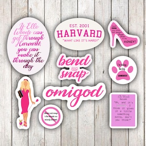Legally Blonde Vinyl Sticker Pack | Waterproof Pink Aesthetic Stickers | 7cm Size