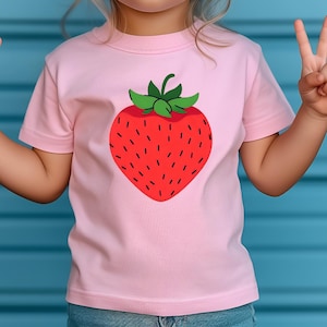 Kids Strawberry Tee - Cute Fruit Shirt for Parties, Summer Wear, Gifts, Birthdays, Playdates