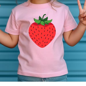 Kids Strawberry Tee - Cute Fruit Shirt for Parties, Summer Wear, Gifts, Birthdays, Playdates