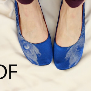 PDF US Sizes 8-9.5 Sewing Pattern for Round Toe Strapless or Ballet Ribbon Slippers