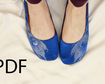 PDF US Sizes 9.5-11 Sewing Pattern for Round Toe Strapless or Ballet Ribbon Slippers