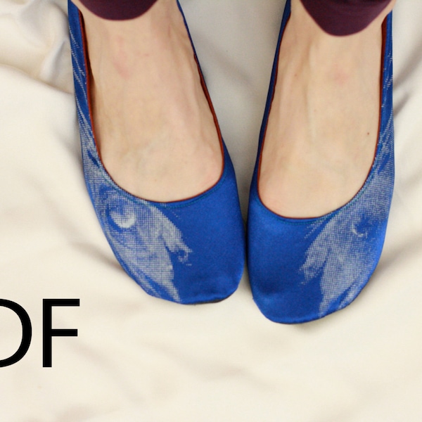 PDF US Sizes 8-9.5 Sewing Pattern for Round Toe Strapless or Ballet Ribbon Slippers