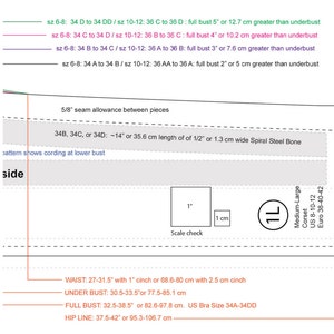 M-L 1880s corset pdf sewing pattern and instructions for historic corset, US Size 8-10-12-14-16, Euro 38-40-42-44-46, Bra 34A-38C image 5