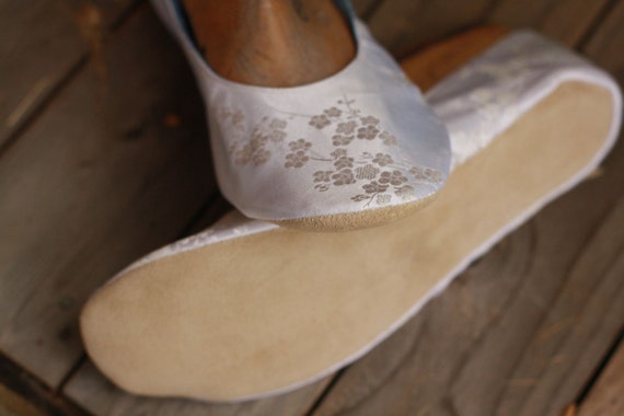 white silk slippers