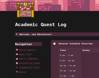 Academic Quest-logboek: een roze sjabloon voor pixelart voor de toppresteerder/gamer
