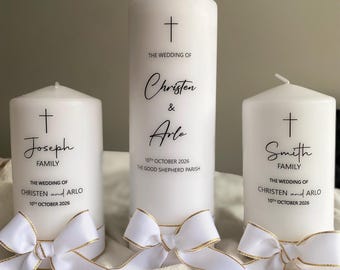 Personalized Wedding Unity Candle Set | Elegant Ceremony Keepsake