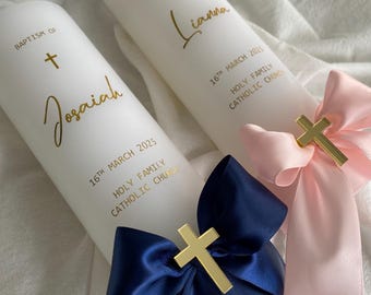Personalized Christening Candle | Gold Cross | Baptism Gift | Baptism candles with name and date