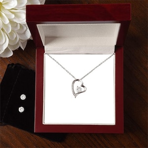 14K White Gold Finish Necklace and Earrings Set | Elegant Jewelry Set for Women|Perfect Gift for Her| Bridal or Special Occasion Accessories