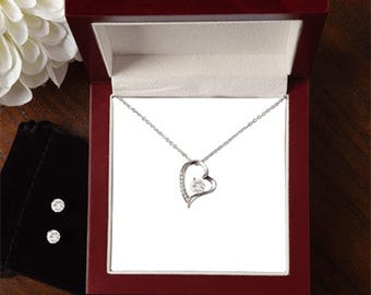 14K White Gold Finish Necklace and Earrings Set | Elegant Jewelry Set for Women|Perfect Gift for Her| Bridal or Special Occasion Accessories