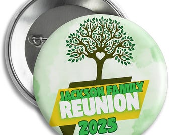 Custom Family Tree Reunion Favor – Pinback Button, Keychain, Bottle Opener or Fridge Magnet