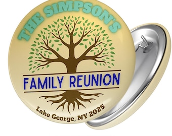 Custom Tree of Life Family Reunion Favor – Pinback Button, Keychain, Bottle Opener or Fridge Magnet