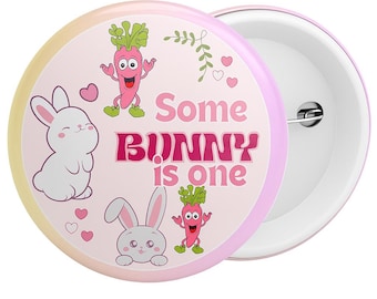 Bunny Themed 1st birthday Badge Pin