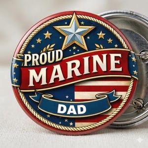Proud Marine Family Button • Military Keychain • USMC Magnet & Bottle Opener • Personalized for Any Family Member