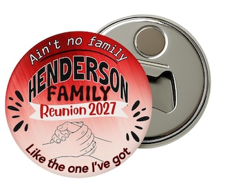 Custom Holding hands Reunion Favor – Pinback Button, Keychain, Bottle Opener or Fridge Magnet