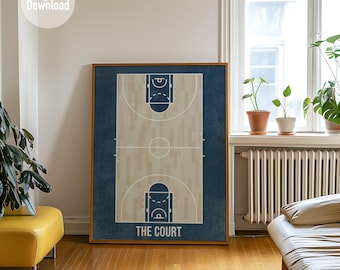 Basketball Court Poster- Digital Download, Man Cave