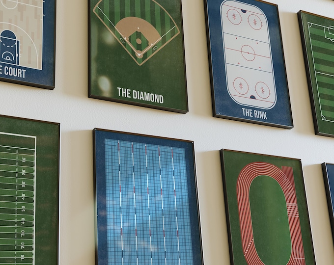 9 Vintage Sports Field Poster: Distressed Man Cave Art
