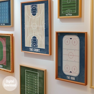 Digital Download 8 Distressed Sports Field Art Print: Vintage Man Cave Decor