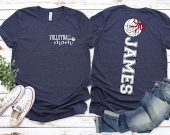 Custom Volleyball Mom Shirt, Personalized Name and Number Tee, Volleyball Team Spirit Shirt, Game Day Outfit, Sports Mom Gift