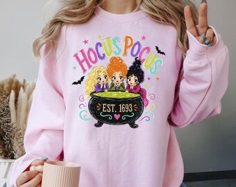 Spooky Witch Sisters Sweatshirt, Hocus Pocus Retro Crewneck, Vintage Halloween Sweater, Sanderson Sisters Apparel, Fall Festival Top,