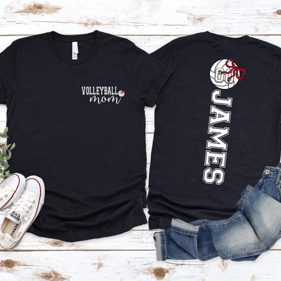 Custom Volleyball Mom Shirt, Personalized Volleyball Name & Number Tee, Volleyball Team Spirit Shirt, Game Day Mom Outfit, Sports Mom Gift