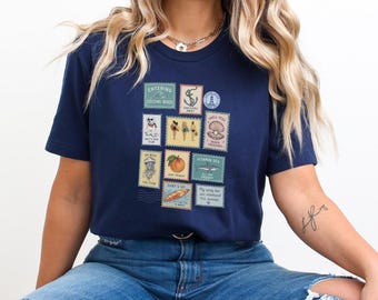 Vintage Cousins Beach Stamp Shirt, Retro Summer Vacation Tee, Bookish Merch Clothing, Cute Coastal Aesthetic T-Shirt, Gift for Book Lovers