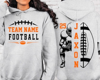 Vintage Retro Football Hoodie, Custom Team Name Football Hooded Gift, Personalized Game Day Hoodie, Varsity Sports Apparel, Football Gift