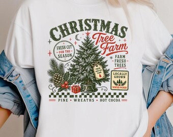 Vintage Christmas Tree Farm Shirt, Retro Holiday Tee, Fresh Cut Pine Shirt, Cute Xmas Apparel, Cozy Winter Tree Shirt