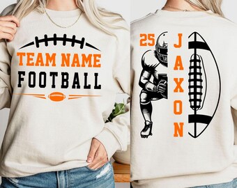 Vintage Retro Football Sweatshirt, Custom Team Name Football Crewneck, Personalized Game Day Sweater, Varsity Sports Apparel, Football Gift