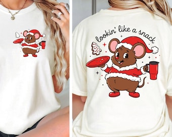 Lookin Like A Snack Christmas Shirt, Gus Gus Mouse Holiday Tee, Cute Cartoon Comfort Colors© T-Shirt, Retro Disney Vacation Apparel