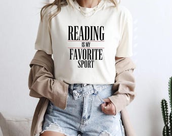 Reading Is My Favorite Sport Shirt, Book Lover Gift, Bookish Comfort Colors© Tee, Funny Reader Shirt, Library Crewneck