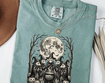 Vintage Witch Opossum Shirt, Cottagecore Halloween Comfort Colors© Tee, Woodland Possum Coven Graphic, Moon Ritual Animal Shirt