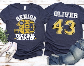 Senior Football Mom Shirt, Class of 2026 Game Day Tee, Glitter Football Helmet T-Shirt, The Final Quarter Senior Night Top Gift
