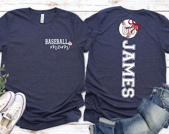 Custom Baseball Mom Shirt with Name & Number, Baseball Team Shirt, Personalized Sports Mom Tee, Game Day Mom Gift, Baseball Mom Gifts