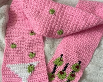 Handmade Pink Crochet Martini Scarf