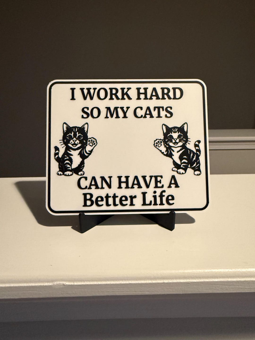 Work Sign Grumpy Cat Funny Cat Sign - “I Work Hard so My Cats Can Have a Better Life” - Etsy