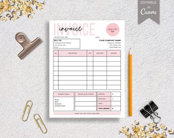 Editable Invoice Template for Canva: Minimalist Small Business Billing (PDF Download)