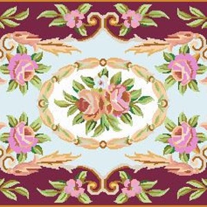 Aubusson Petit Point Pattern PDF Dollhouse Miniatyrmatta