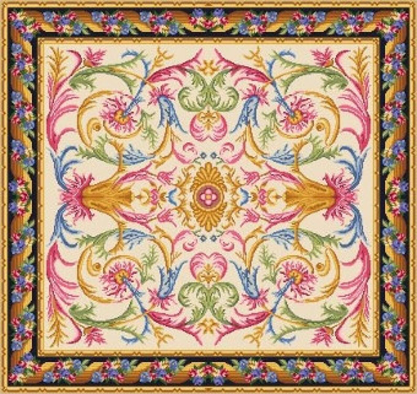 Dollhouse Miniature Needlepoint Area Rug PARTIAL KIT spanish Savonnerie