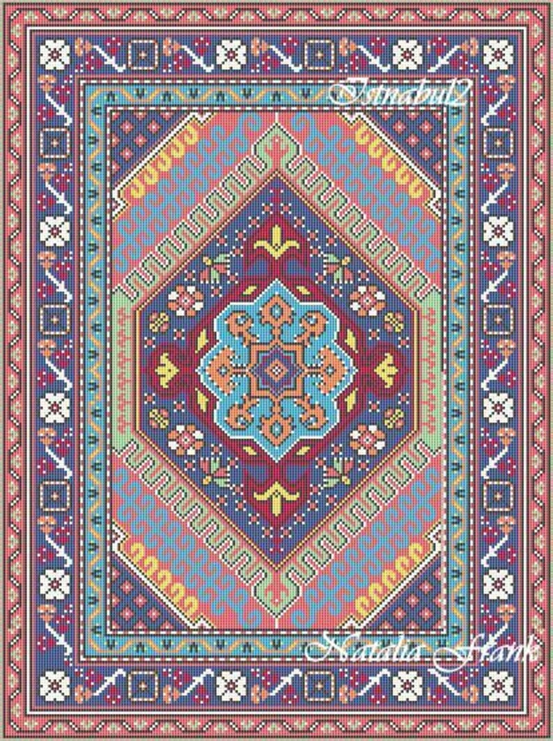 Dollhouse Miniature Needlepoint PATTERN Area Rug ISTANBUL 2 1/12th