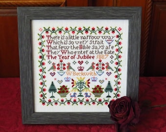 Reproduction of Antique Sampler by W Bekwith 1887 Cross Stitch Booklet